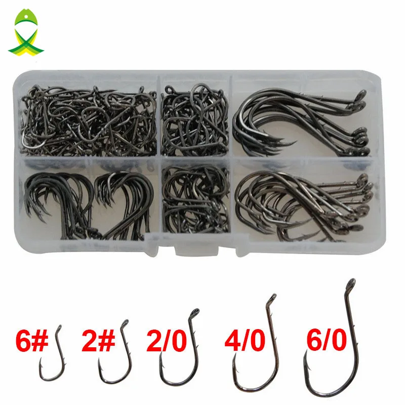 

JSM 190pcs 8299 High Carbon Steel Fishing Hook Two Slices Sliced Shank Octopus Beak Baitholder Barbed Bait Fishhook Set With Box