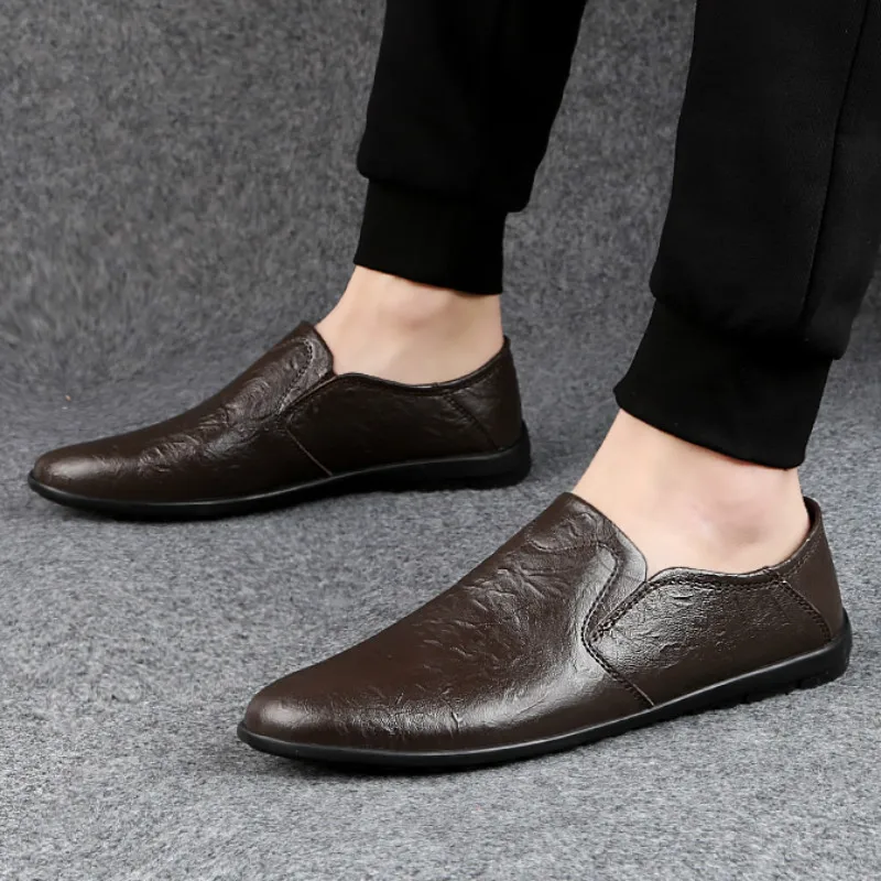 

2019 Summer Loafers Men Shoes Fashion Driving Shoes Casual Breathable Business Peas Shoes Leather Zapatillas Hombre HC-030