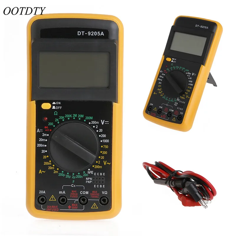 

Digital DT-9205A Multimeter LCD AC/DC Ammeter Resistance Capacitance Tester