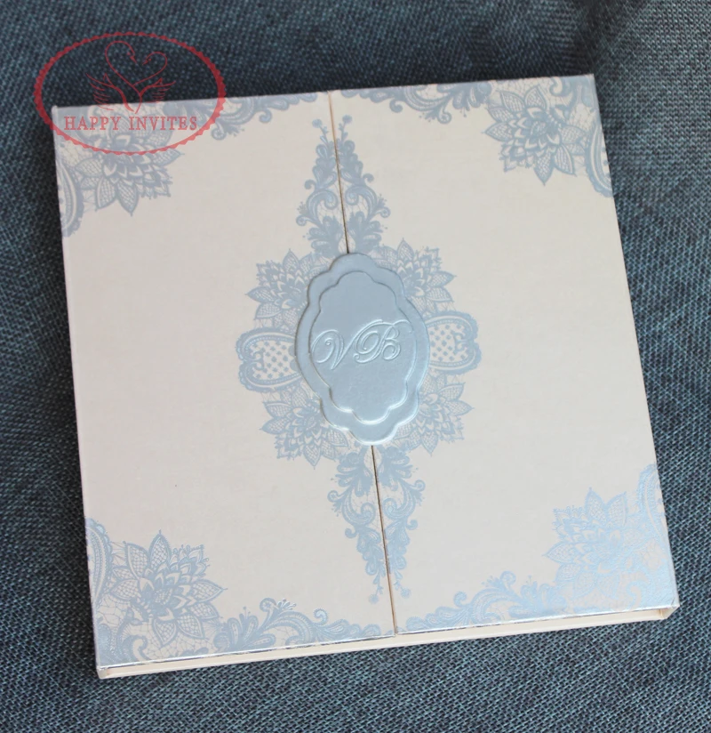 HI1144 - 05 Customized  Light Pink Hard Cover Box Wedding Card with Acrylic Invitation Made in China