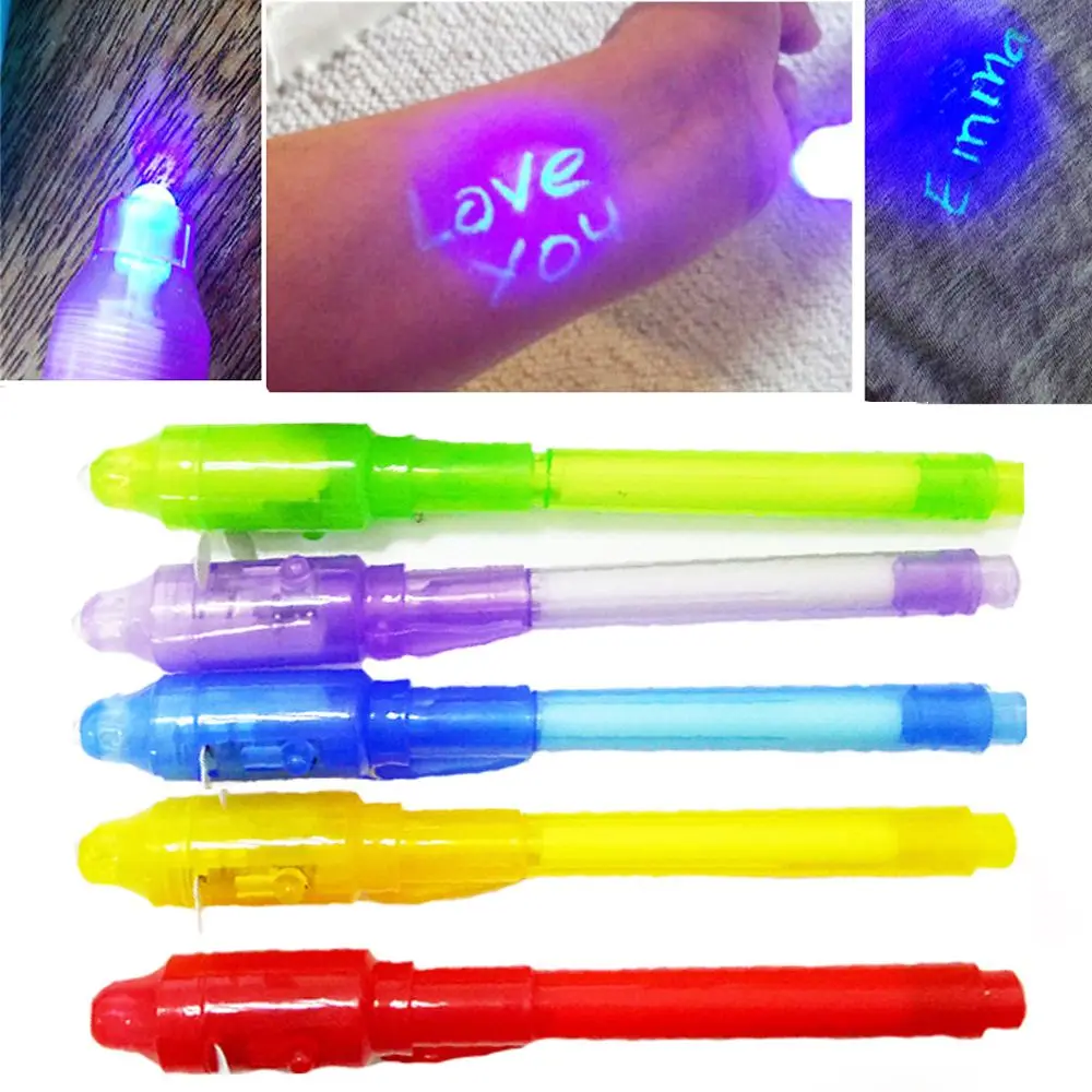 5PCS Invisible Ink Pen Built in UV Light Magic Marker Secret Message