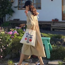 Многоразовая Женская Холщовая Сумка для покупок Ins Wind милый Румяна лицо ремень сумка на плечо Женская Сумка Bolso удобство Эко сумка для продуктов