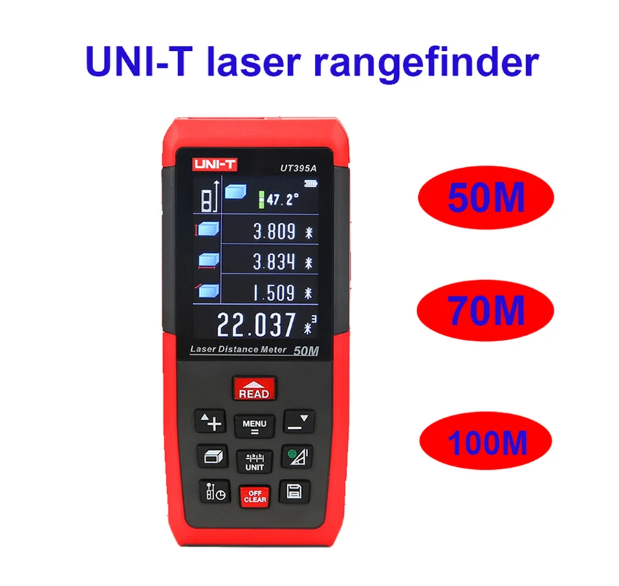 

UNI-T UT395ABC laser rangefinder range finder distance meter tester 50M 70M 100M volume area angle high precision rechargeable