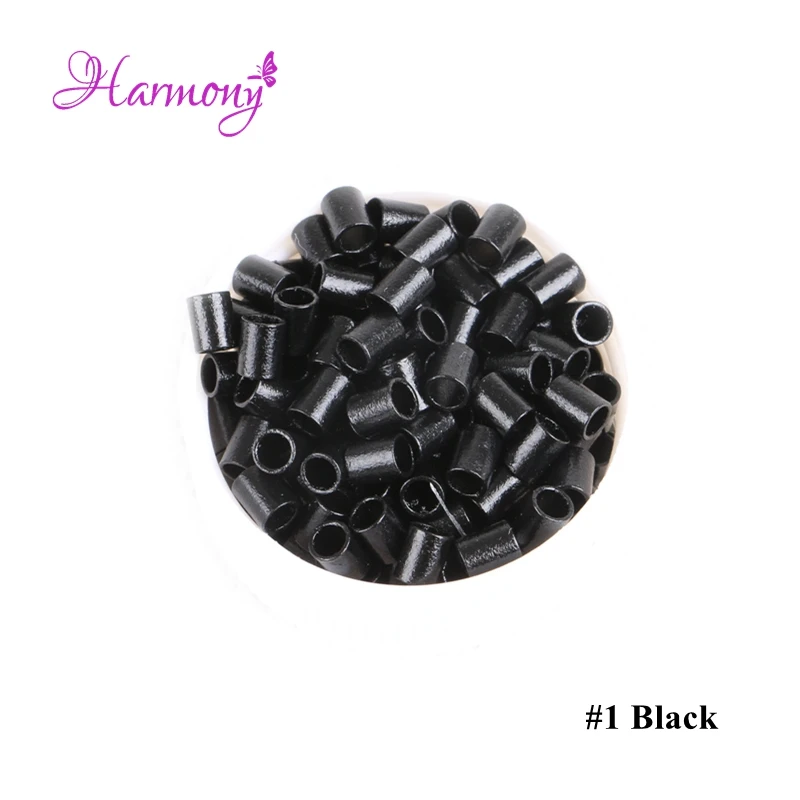 

Harmony Plus Hair 1000pcs Black color Straight copper micro ring 3.6*2.9mm No flared micro rings links 8 colors for I tip hair