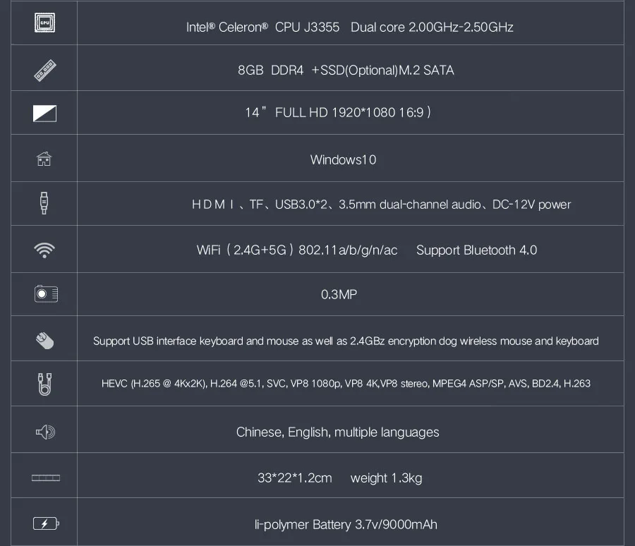 Ноутбук P14 14 дюймов 1920*1080 Intel Celeron J3355 двухъядерный ноутбук 8 ГБ ОЗУ 128 ГБ/256 ГБ/512 Гб ПЗУ Win10 HDMI Bluetooth компьютер