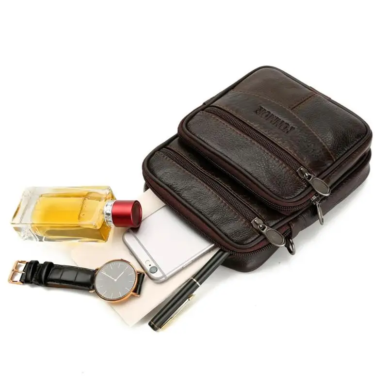  Dropshipping Mens Leather Small Messenger Bag Satchels Multifunctional Messenger Shoulder Bag Genui - 32983001484