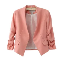 Female Body Puff Sleeves Candy Color V-neck Solid Color Short Suit Fashion  Trend Office Ladies Clothing