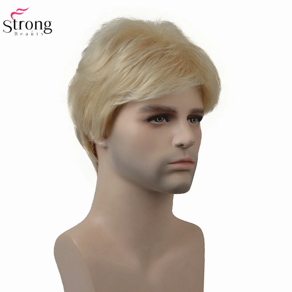 

StrongBeauty Men Wig Blonde/Brown Short Straight Synthetic Hair Natural Wigs