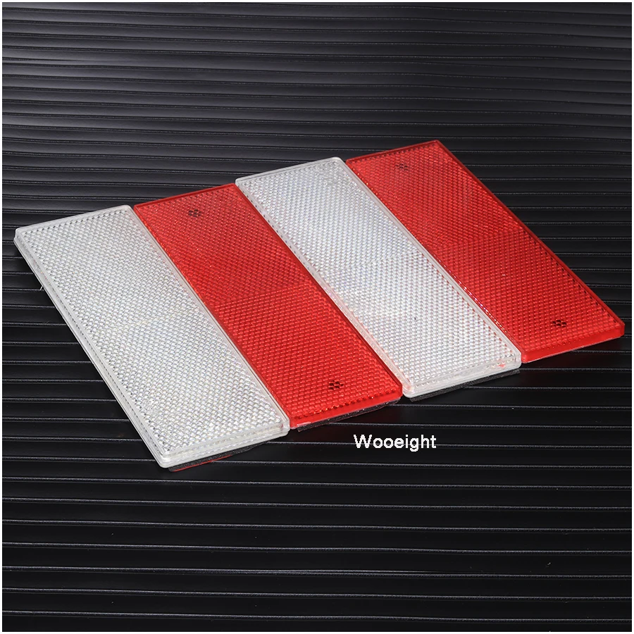 Wooeight 2Pcs 155cm Truck Motorcycle Adhesive Rectangle Plastic Reflector Reflective Warning Plate Stickers Rear Bumper Strips (2)