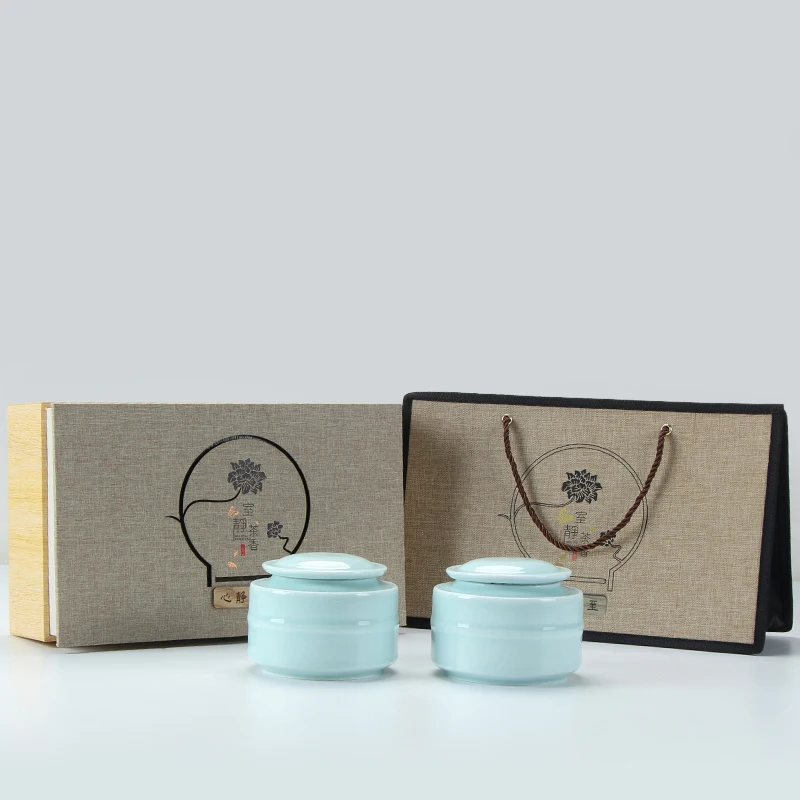  Brief Ceramic Kung Fu Tea Set Tea Cans Gift Box Tea Cans Coffee Candy Nut Storage Jar Kitchen Spice - 32884670977