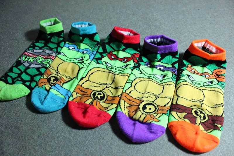 

5Pairs/Lot Woman Men Leo/Ninja Ankle Costume Socks Turtle Cosplay Boat Slippers Cartoon Pattern Tube Cosplay Socks