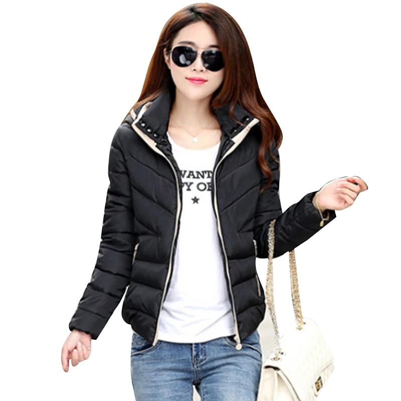 Womens Cotton Coats Jackets Parkas Regular Casual Slim Solid With Cap