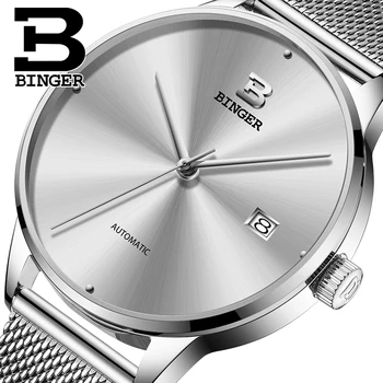 

Automatic Movement BINGER Mechanical Mesh Belt Watch relogio masculino Fashion Business Wristwatch relojes hombre 2017