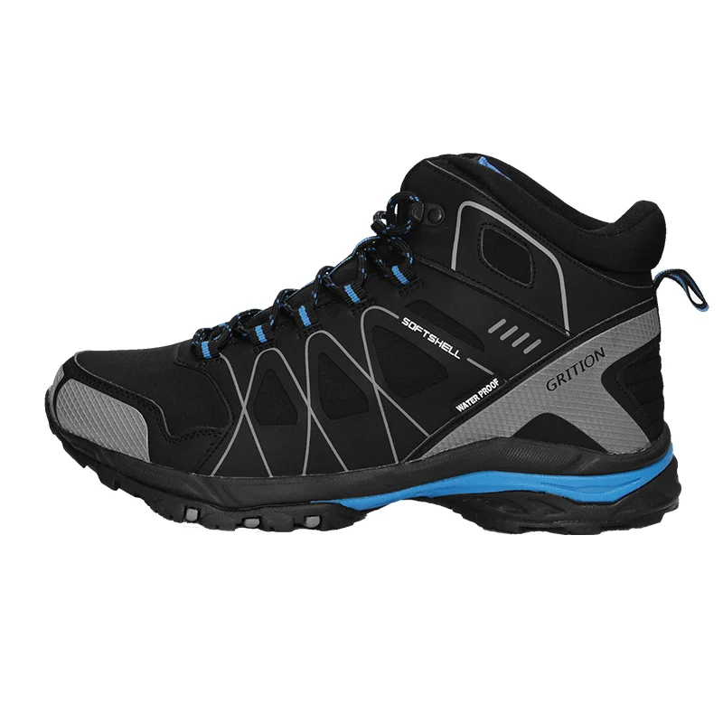 GRITION/мужские водонепроницаемые треккинговые ботинки на шнуровке; обувь для альпинизма; нескользящая Уличная обувь; зимние походные ботинки; обувь больших размеров; - Цвет: Black High