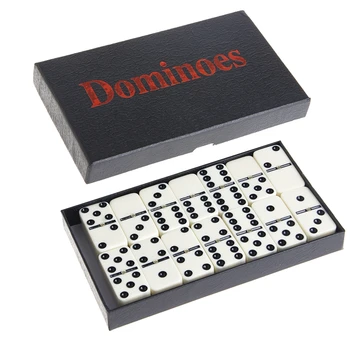 

New 1 Set Wooden Domino Box Toy Game Set/28Pcs Travel Dominoes Ideal For Children Kids