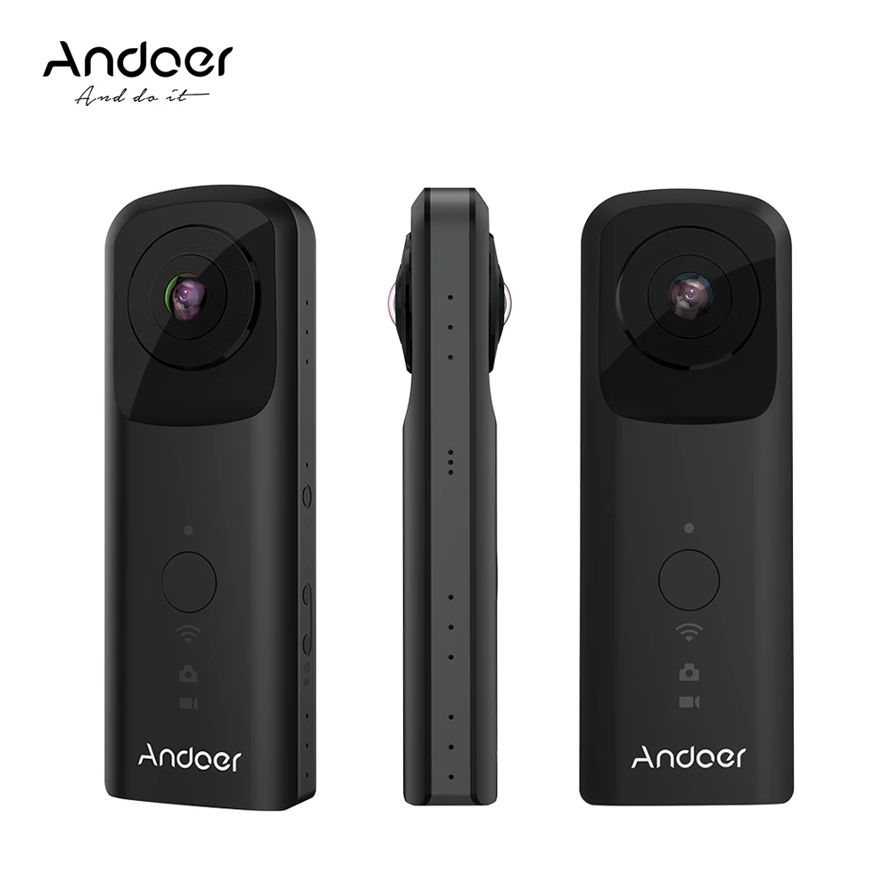 Andoer A360II Handheld 360 degree VR Video Camera Support WiFi Dual 210 degree HD Wide Angle FishEye Lens Panoramic Cam