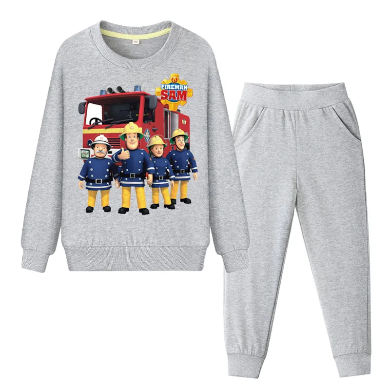 Children Spring 2019 Clothing Sets Boys Fireman Sam Costume Suit Girls Pink Casual Set Kids O-Neck Hoodies+Pant Tracksuits WL089 (1)