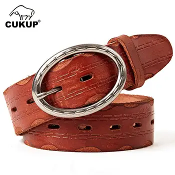 

CUKUP Brand Luxury 100% Pure Quality Solid Cow Skin Leather Belts Ring Pin Buckle Male Casual Styles Jeans Belt for Women NCK292