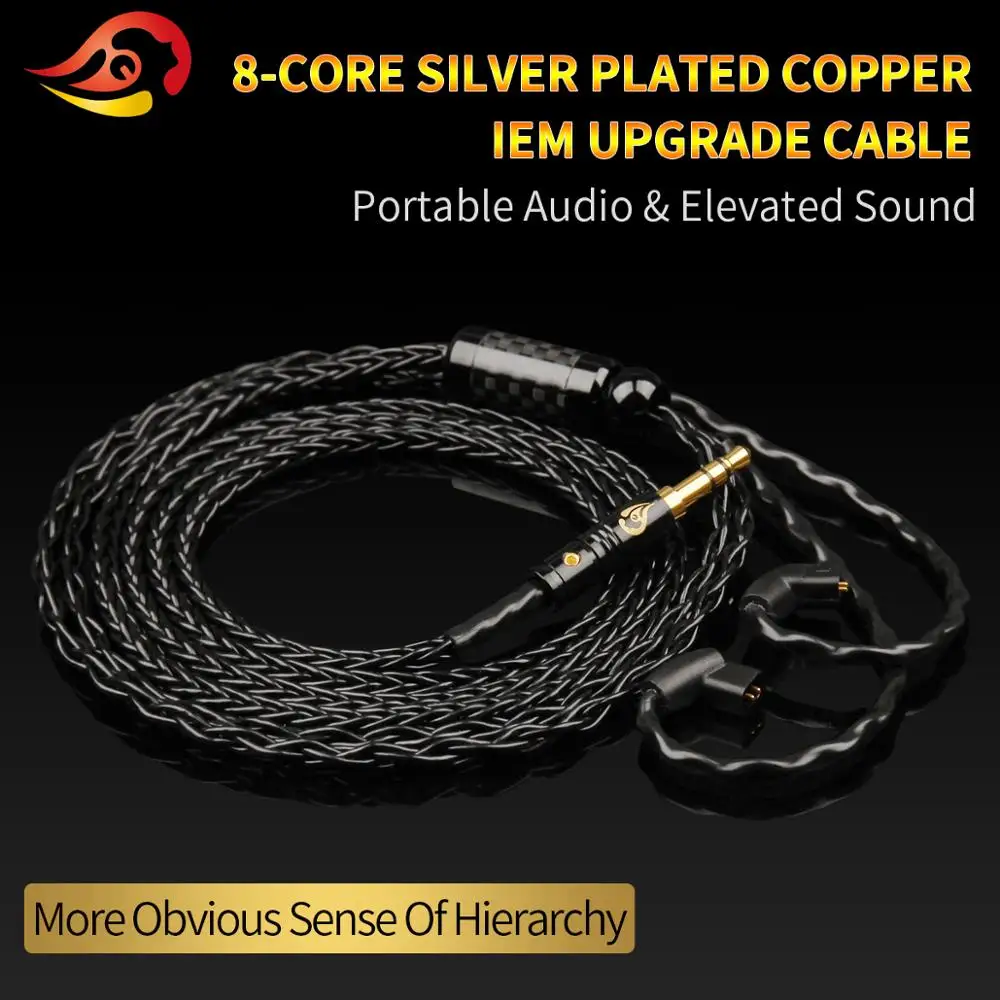 QYFANG 1.2m 8 Core 24K Gold Plated Jack Earphone Upgrade Cable 3.5mm Plug MMCX/2Pin/IE80/A2DC Connector For XBA-Z5 A3 UE18 JH16