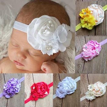 

Trail Order kids Satin & Chiffon Fabric Combination Flower Headbands Girls Hair Accessories 10pcs/lot Freeshipping