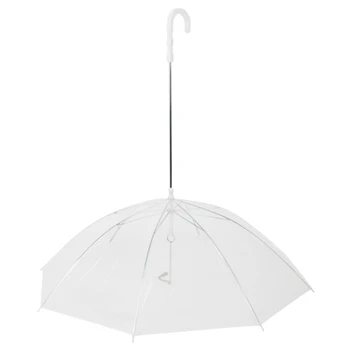 

Transparent PE Pet Umbrella Small Dog Umbrella Rain Gear with Dog Leads Keeps Pet Dry Comfortable in Rain Snowing