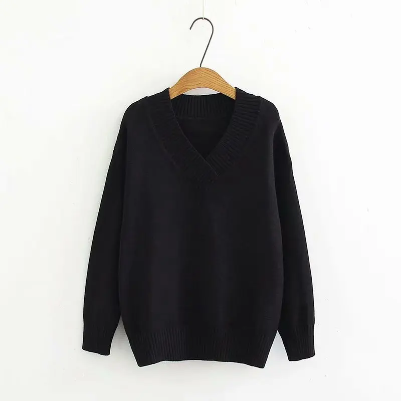 V-neck Sweater Women Long Sleeve Pullover Casual Solid Basic Sweater Autumn Spring Winter KKFY2520 V-neck Sweater Women Long Sleeve Pullover Casual Solid Basic Sweater Autumn Spring Winter KKFY2520