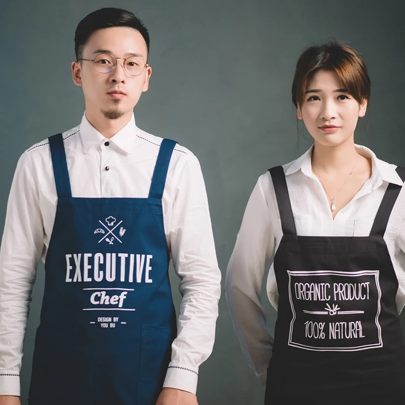 

Cotton linen aprons English print aprons Couple fashion kitchen companion