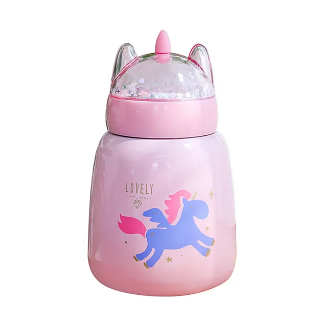 1pcs 300ml Cartoon Unicorn Thermos Cup Portable Insulated Bottle Water