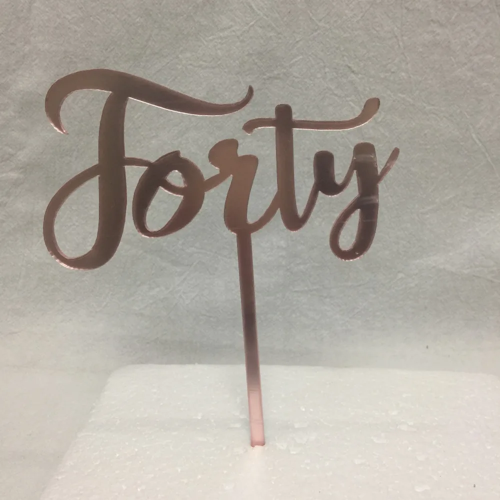Forty Acrylic black and rose gold 40th birthday cake topper (2)