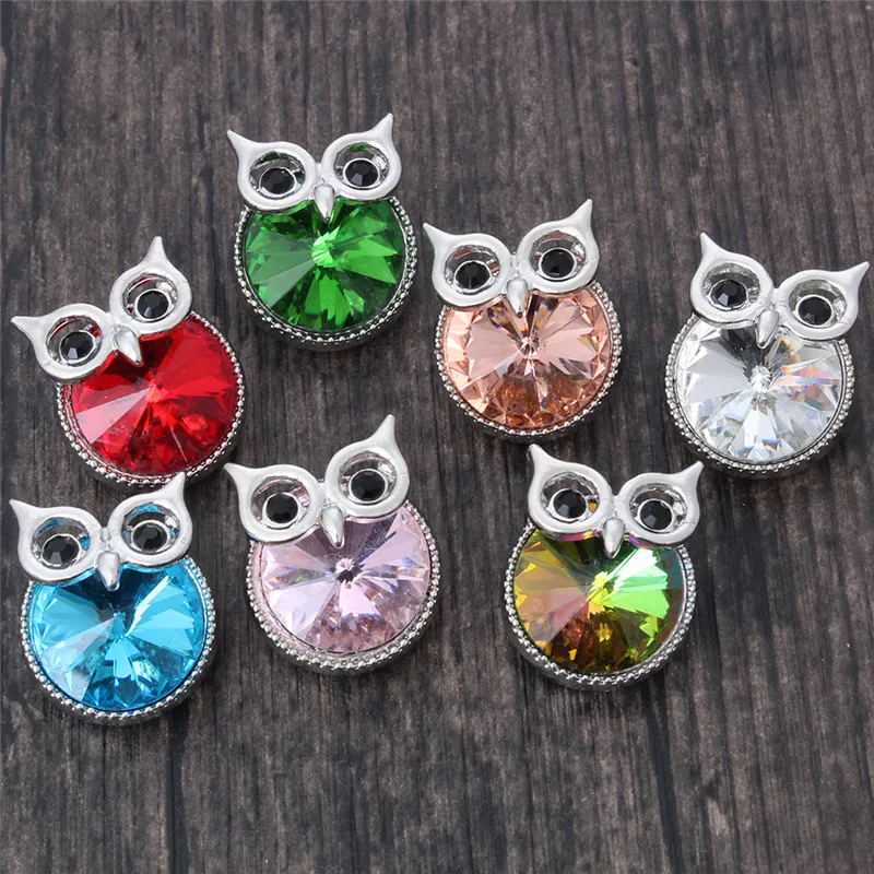 

6pcs/lot New Arrival Metal Snap Jewelry Owl Snap Button Fit 18mm Snap Bracelets Bangles For Women DIY Ginger Charms ZA1204
