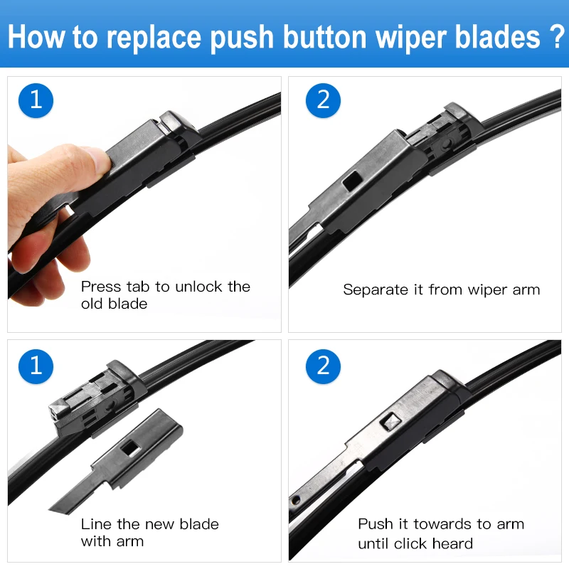Refresh Wiper Blades for Skoda Rapid Fit Push Button Arms 2012 2013 2014 2015 2016