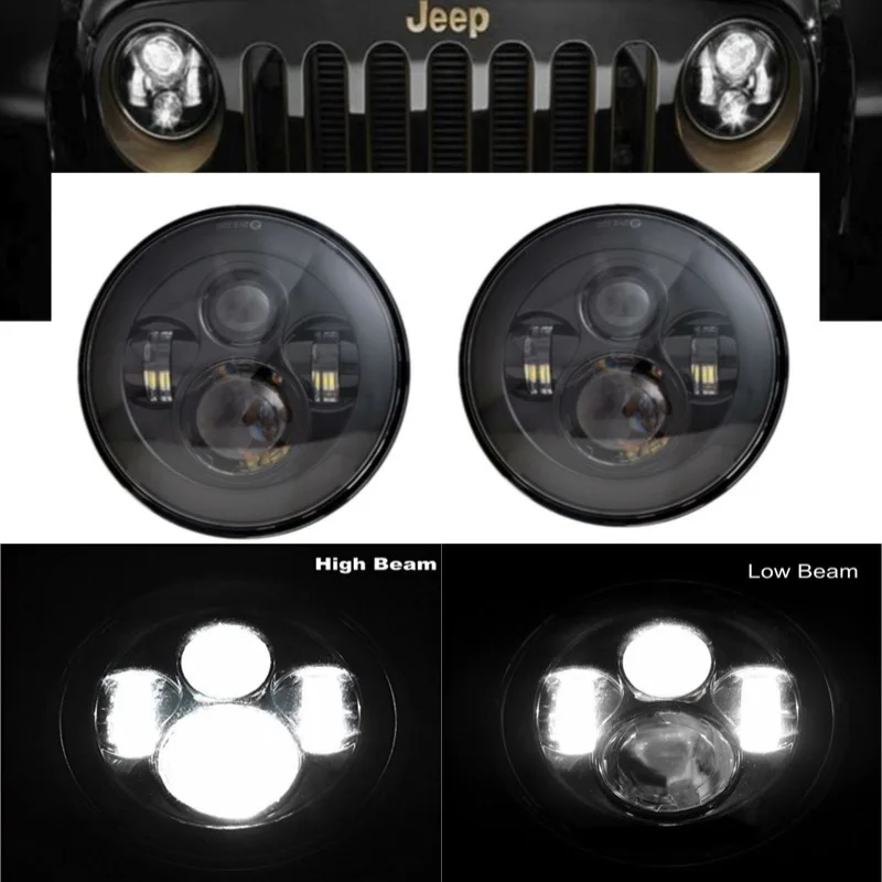 

Pair DOT Approved 40W 7 inch Round LED Headlight High Low Beam for Jeep Wrangler 97-2017 JK TJ LJ