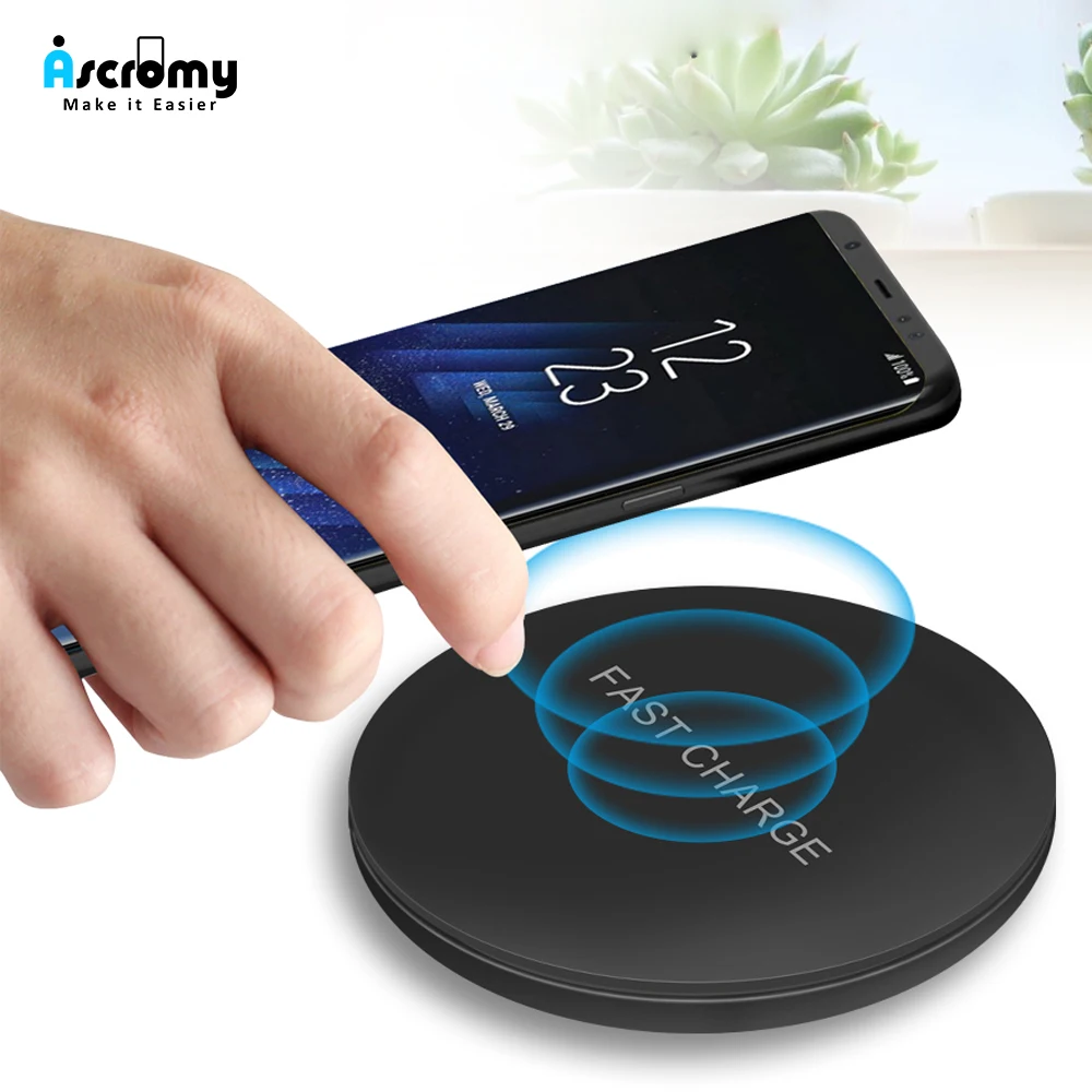 

Ascromy Qi Wireless Charger Fast Charging For iPhone XS Max X 8 Plus Xiaomi Mi 9 Samsung S10 s10+ s10e 15W Chargeur Induction