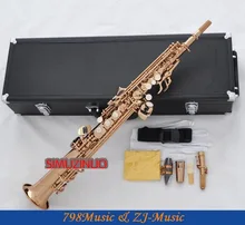 Professional Rose Gold Plated Straight Soprano Sax Saxophone High F# G NEW
