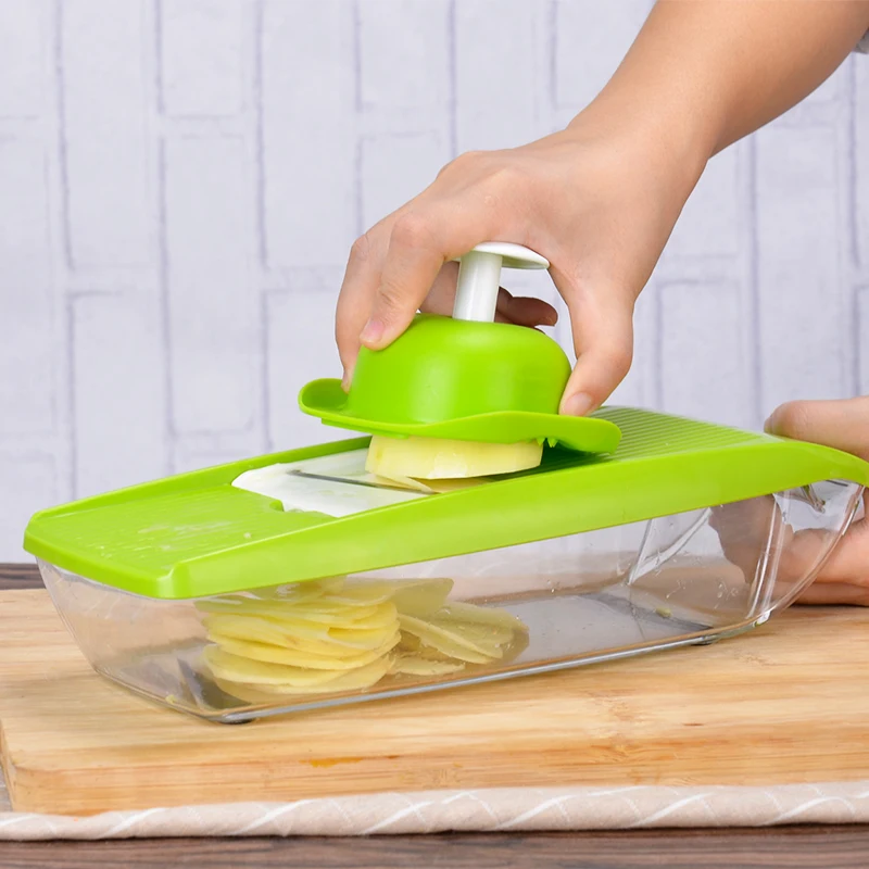 Upgrade Vegetable Onion Cutter multi-function Kitchen Mandoline Slicer (5 Blades) with Potato Carrot Graters