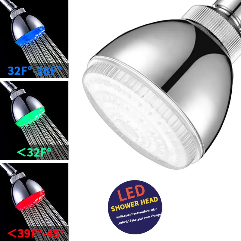 

LED Light Shower Head Romantic Water Saving shower heads Temperature controlled visible high pressure shower head for bathroom
