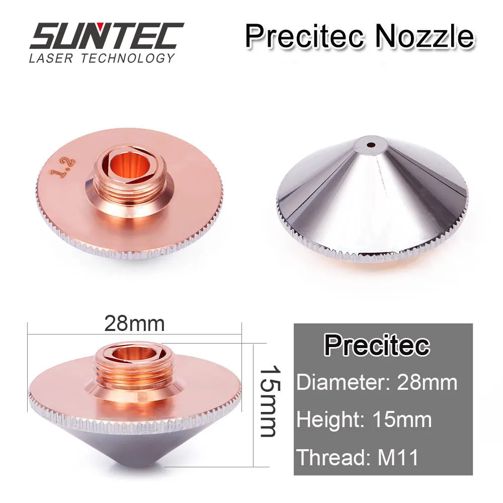 Suntec Fiber CO2 Laser double layer nozzle Dia.28mm Caliber 0.8-5.0mm for Precitec WSX Co2 Fiber laser cutting machine
