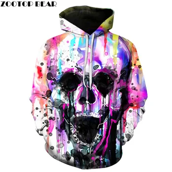 

Colorful Skull Printed Hoodies Men Women Sweatshirts 3D Novelty Streetwear Pullover Autumn Winter Hip Hop Rock Fashion Jacket