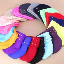 Карамельный цвет Череп трикотажные желе Флуо пластиковые заклепки теплые шерстяные шапки Неоновые Harajuku шипованные заклепки вязаные шапки