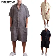 Пляжный отдых, пляжный костюм с короткими рукавами, на пуговицах, Рабочий Комбинезон, мешковатые штаны, повседневные штаны с большими карманами, свободные Джемперы, джоггеры