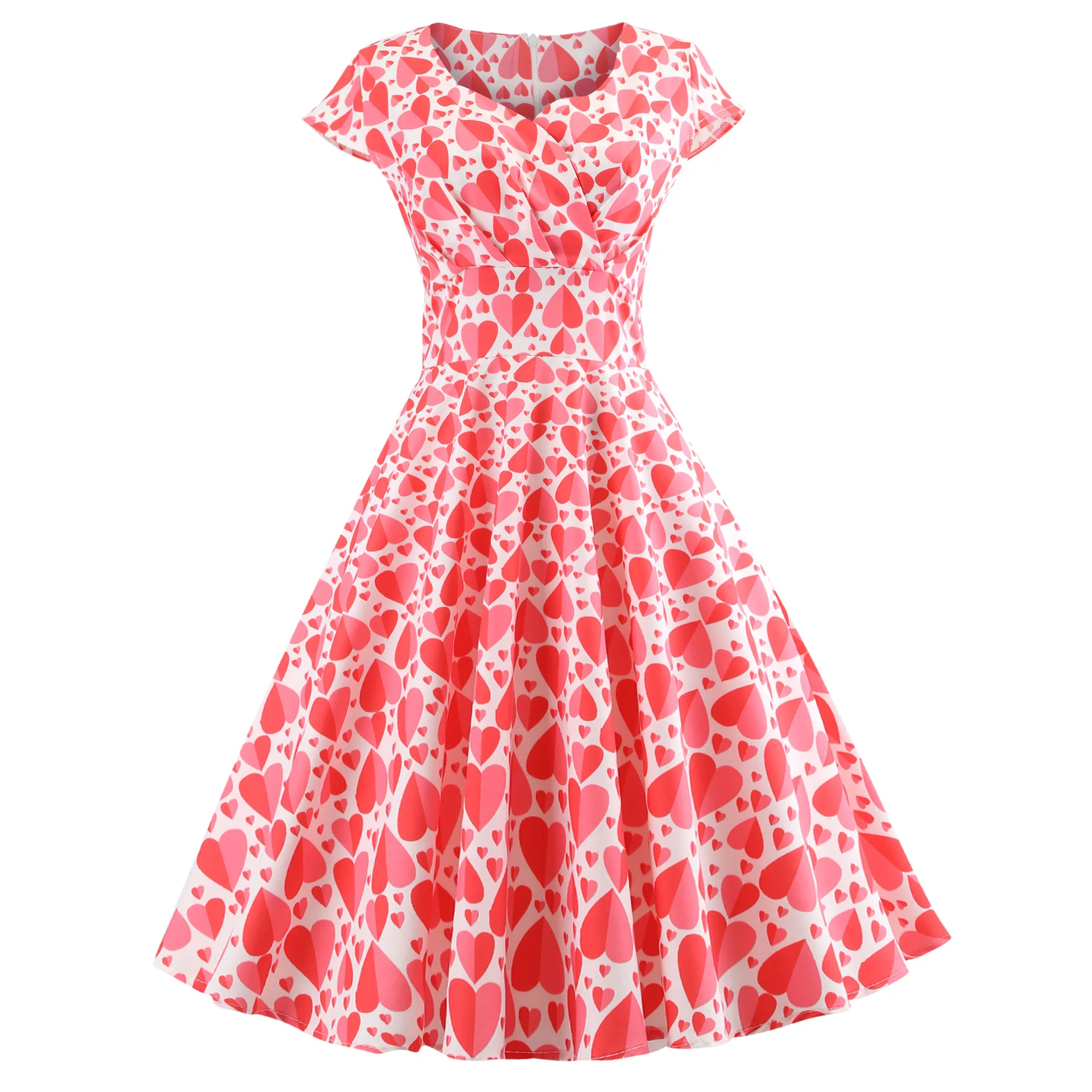 

Women Vintage Dress 2019 Summer V-neck Floral Print Dresses 50s 60s Office Party Rockabilly Swing Retro Pinup Plus Size Vestidos
