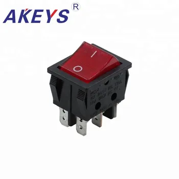

3PCS KCD4-201-6P on-off 6 pins 250V Min illuminated rocker switch with red LED