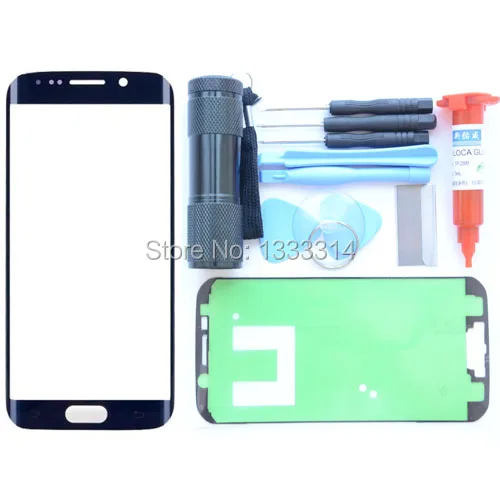 For Samsung GALAXY S6 EDGE Replacement Screen Front Glass Outer Lens Repair Kit BLUE UV Torch