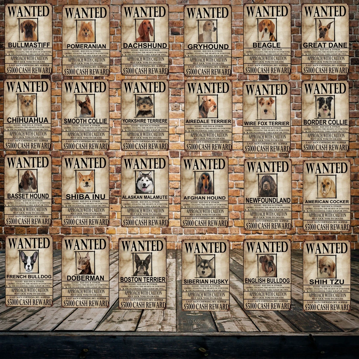 [Mike86] mascotas divertidas perro borde Collie Metal cartel placa pared Doberman pintura arte Navidad decoración arte FG-515