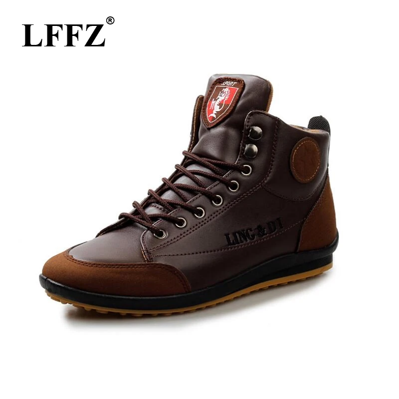Lffz New 2018 Men Leather Boots Autumn Winter Warm Cotton Brand Ankle Lace Up Shoes Footwear Free Shipping Wyq154 huismerk kopen in de aanbieding Lffz New 2018 Men Leather Boots Autumn Winter Warm Cotton Brand Ankle Lace Up Shoes Footwear Free Shipping Wyq154 huismerk kopen in de aanbieding