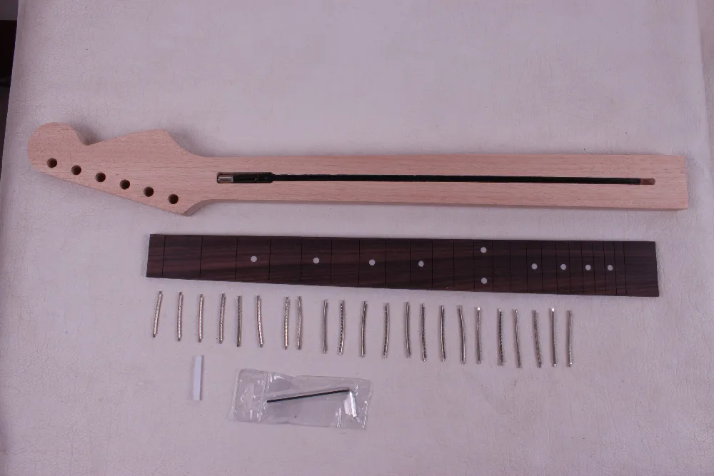 

one unfinished electric guitar neck mahogany made and maple wood fingerboard Bolt on 22 fret 002#