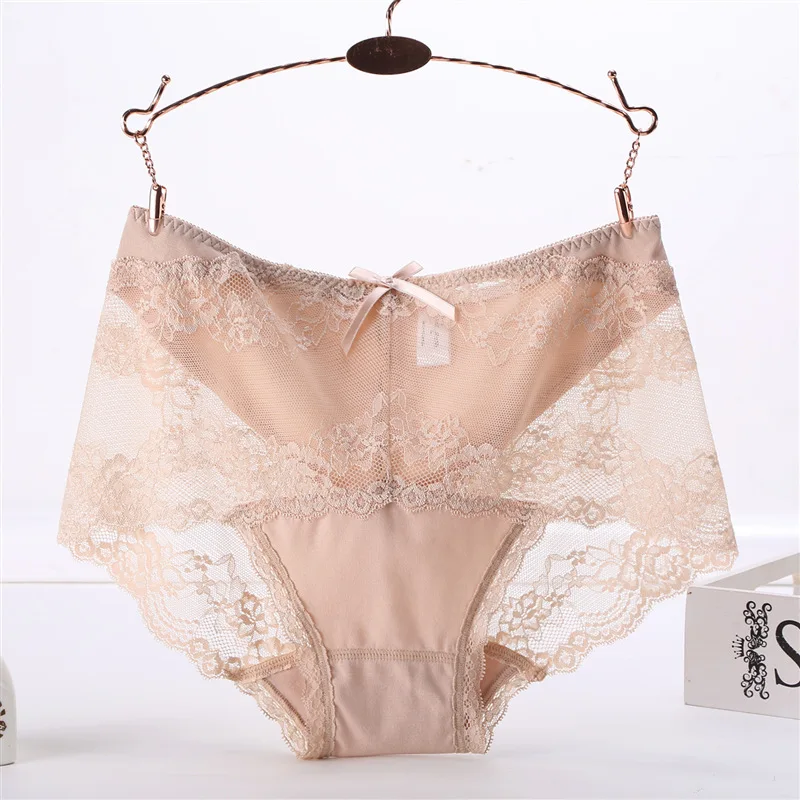High Waist Large Size Panties Women Underwear Sexy Lace Transparent Big Plus Size Briefs Female Underpants Lingerie Xxxl XxxxL 0 (18)