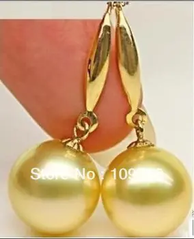 

ry00106 PAIR OF 10-11MM NATURAL SOUTH SEA GOLD LOOSE ROUND AAA PEARL EARRING