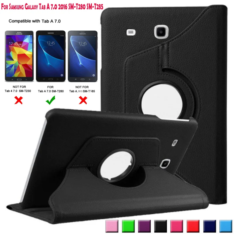 

For Samsung Galaxy Tab A 7.0 2016 SM-T280 SM-T285 Case 360 Rotating Leather Stand Cover For Samsung Tab A6 7.0 inch Tablet Case