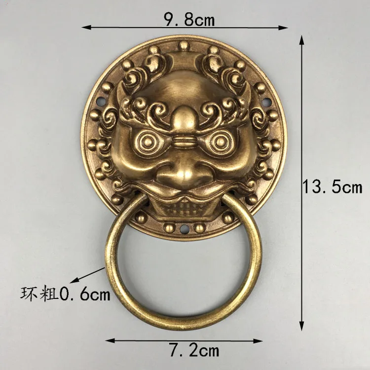 

Chinese Folk Feng Shui Old Bronze Copper Foo Fu Dog Lion Head Door Knocker